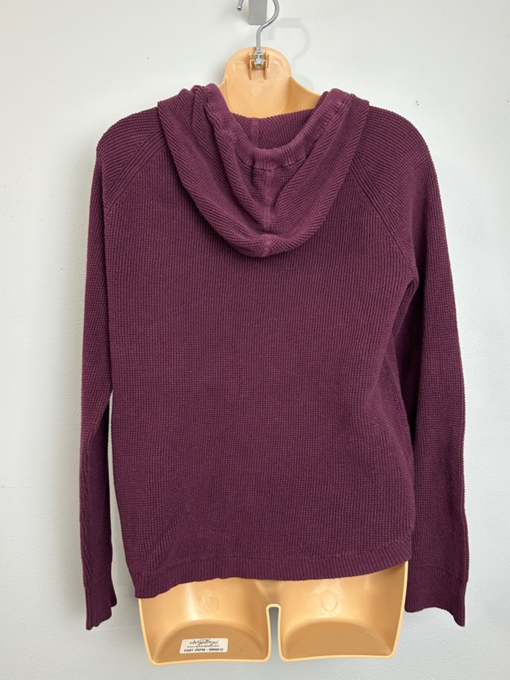 Lauren Ralph Lauren 100% Cotton Plum waffle Knit Hooded Sweater - Picture 5 of 13